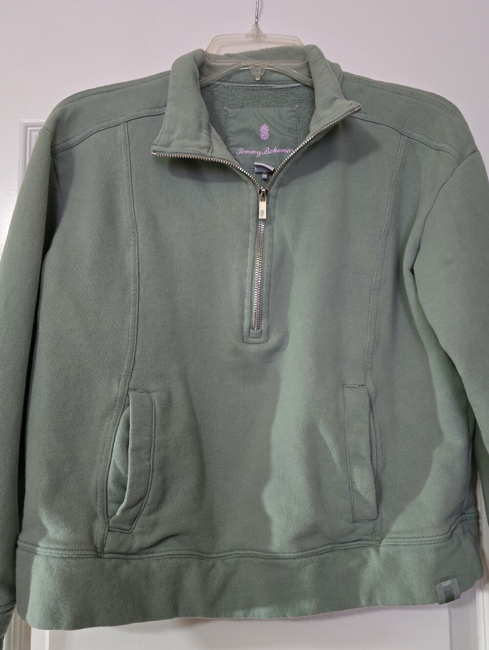 Tommy Bahama Women's Half Zip-Up Pullover Sweater in Sage Green